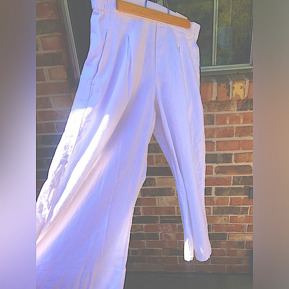 Jules & Leopold Pull On Wide Leg Crop Pants Rayon Linen Blend Womans Size Large - Picture 10 of 10